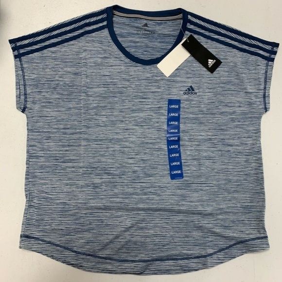 Clearance ADIDAS women's Climalite blue Striped Shirt - Picture 3 of 7